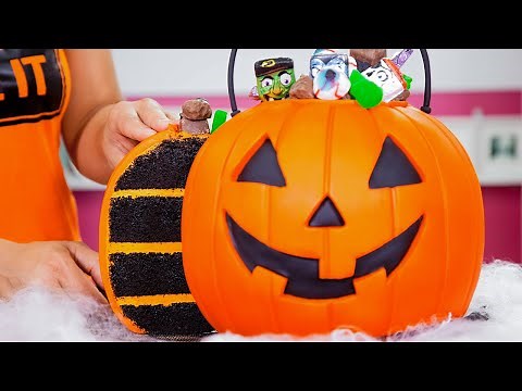 How To Make A JACK-O-LANTERN Halloween Candy Pail Out Of CAKE | Yolanda Gampp | How To Cake It