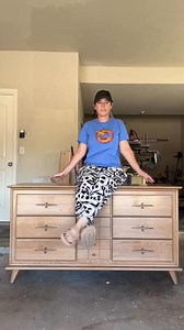 Another beautiful makeover by Tabitha at @maplerestorations! MCM piece painted in One Hour Enamel in color Fauna, a perfect neutral that looks so good with champagne gold hardware! | Wise Owl Paint