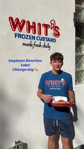 Did you know Whits lighthouse point served vienna beef chicago dogs?!? Everyday until 7! 😍🌭😍 I had so much fun with Luke as he showed me his favorite Whits menu item!! #viral #fyp #foryou #icecream #hotdog #deerfieldbeach #pompanobeach #lighthousepointfl #explorepage | Whit's Frozen Custard of Lighthouse Point, FL