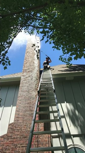 40’ ladder power wash 🦿 #bluecollar #powerwashing #ladder