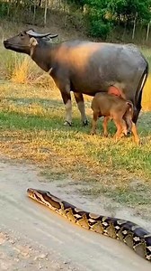 277K views · 1.5K reactions | ‼️พี่จะไปไหนA huge python is moving toward a buffalo. #snake #gooddog #buffalo #animalbehavior #animalandpet #aivideo #norealharm | เกษตรกรพอกะเทิน | Facebook