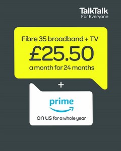 1.4K views · 339 reactions | Fancy a WHOLE YEAR of Amazon Prime on us? Choose fast, reliable Fibre 35 broadband & TV | TalkTalk | Facebook