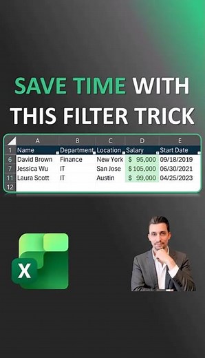 Excel Shorts - Awesome Filter Trick to Save Time | Keyboard Shortcut Tip
