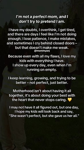 3.2M views · 25K reactions | I’m not a perfect mom, and I don’t pretend to be – but I try my best and give my all. #motherhood #fblifestyle | Mommy Anj | Facebook