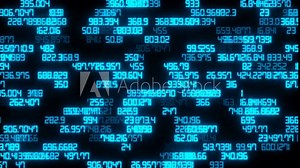 Network / math / numbers / code seamless looping motion background. High quality 3D animation rendered at 16-bit color depth.
