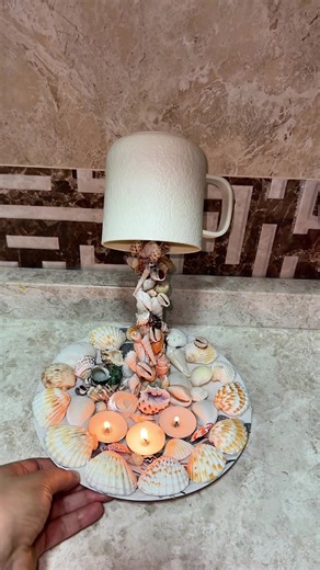 DIY Floating Cup Candle Holder with Shells