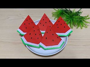 【折り紙】簡単1枚！可愛いスイカの折り方🍉子供から高齢者まで3分で作れる！How to make Origami Watermelon | 摺紙 西瓜 종이접기 수박 Easy Origami#すいか