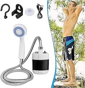 2023 Portable Camping Shower, USB Rechargeable Outdoor Shower Pump, Electric Camp Shower, On-The-Go Bathing Solution for Pets Beach Garden