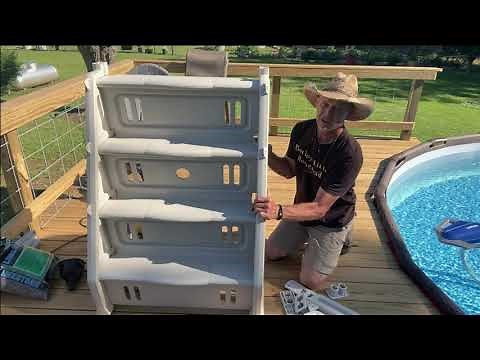 How to Assemble and Install Vinyl Works Above Ground Pool Steps - Ladder STEP by STEP /