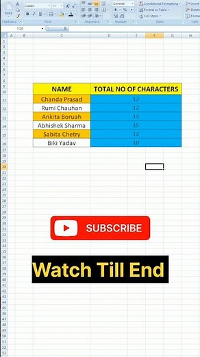 Excel Shortcut: Count Characters Instantly!