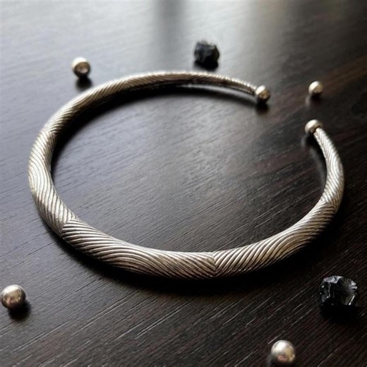 Handcrafted Silver Torque Necklace, Textured Open Collar Choker, Tribal Statement Jewelry - Etsy UK