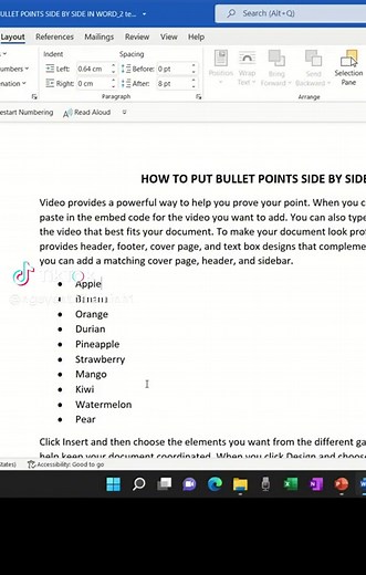 How to Put Bullet Points Side by Side in Word