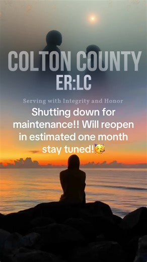Colton county will be getting shutdown for maintenance! We plan to have the server reopened and ready for a brand new session in about a month time! Stay tuned and look out for the updates coming!#ColtonCountyRP #ColtonCountyRpUpdate #fyp #discordserver #erlcroblox