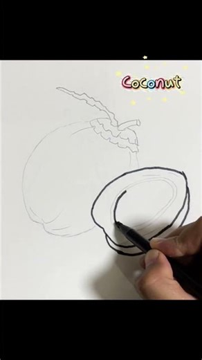 Let's Draw a Coconut for Kids Step 1 #fyp #art #shorts #drawing #coloring #painting #kids
