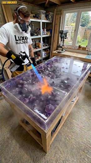 Crafting a Luxury Amethyst Resin Table! ✨ #resinart #epoxyresin #diy