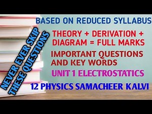 Important questions & Key words| Score full marks|Unit 1 Electrostatics| 12 Physics Samacheer kalvi.