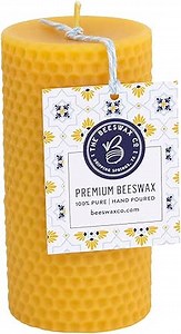 The Beeswax Co Pressed Honeycomb Beeswax Candle, Natural Honey Scented Organic Candle, Eco-Friendly & Non-Toxic with Cotton Wick, Long-Lasting & Clean-Burning, Unique Home Decor, 2.25 x 4.25 Pillar