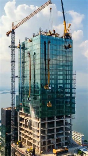 Modern Glass Skyscraper Construction Timelapse in 4K #shorts #cinematic