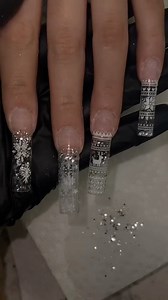 Glitter and sticker encapsulated ❄️🦌🎄 shop link in comment. | Riya's Nails