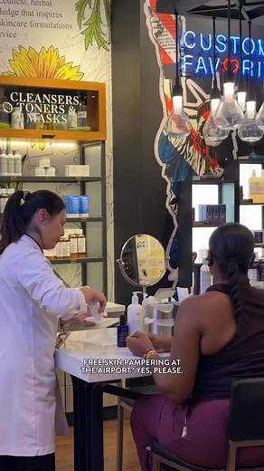 Need a boost before you fly? @kiehls in Terminal 1 is giving free mini facials and treatments. Step in, reset your glow, and head to your gate feeling like an LA main character. 💅🏻 | LAX