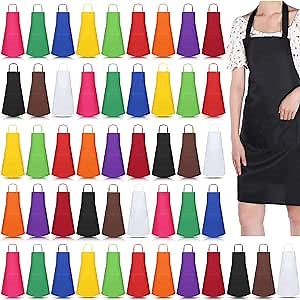 Handepo 36 Pack Bib Apron Bulk Unisex Cotton Aprons with Pockets Plain Washable for Kitchen Restaurant BBQ Painting Crafting (12 Colors)