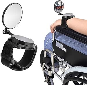Wheelchair Rear View Mirrors, 360° Rotating Telescopic Wide Angle Rearview Mirror for Wheelchair & Mobility Scooter, 2 PCS