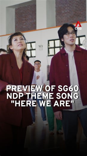 🇸🇬 Here's a preview of this year's NDP 2025 theme song "Here We Are". The song is co-written by Charlie Lim and Chok Kerong, and produced by Dr Sydney Tan. It is performed by Charlie Lim, Kit Chan and The Island Voices. #sgnews #singapore #ndp2025 #sg60 | CNA