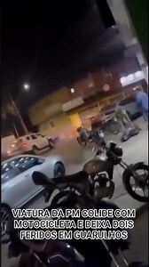VIATURA DA PM COLIDE COM MOTOCICLETA E DEIXA DOIS FERIDOS EM GUARULHOS