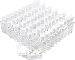 FOOCHY 2oz Empty Hand Sanitizer Travel Size Bottles, Refillable Clear Plastic Containers with Flip Cap for Shampoo, Lotion, Cream, Baby Shower, Tolitery (100 Pack)