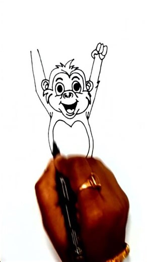 Simple drawing of Monkey, easy drawing monkey for kids #drawing #shorts #ytshorts #kidsdrawing