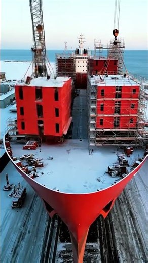 How the World's Largest Icebreaker Ship is Built in a Massive Shipyard