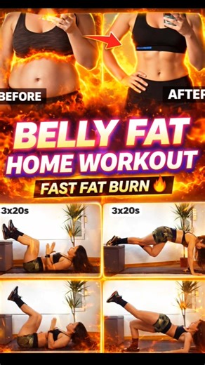Burn Belly Fat at Home 🔥 | 4 Exercises That Actually Work #homeworkout #bellyfatloss #absworkout
