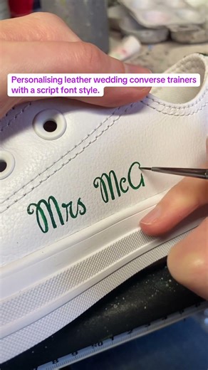 Personalising leather converse trainers for a bride to-be!