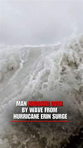 3.3M views · 11K reactions | Dramatic footage shows a North Carolina resident pummeled by a strong wave that breached a sand dune due to the effects of Hurricane Erin. | Fox News | Facebook