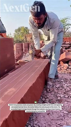 INSANE Stone Cutting Skills! Watch This Worker Split Solid Rock Like Butter!