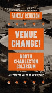 FAMILY REUNION FESTIVAL! Due to this beautiful Low Country weather and for the safety of our fans and crew, we have made the decision to move the entirety of the Family Reunion Fesitval this weekend to an indoor venue — the North Charleston Coliseum. All ticket holders — hang onto them! They will be 100% good and valid at the new venue. All you have to do is show up and scan your ticket like you normally would. In addition, all of our amazing vendors will be coming with us to make this the same 