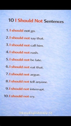 10 “I Should Not” Sentences in English | Learn Negative Advice Sentences 🚫🔥