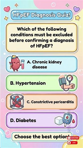 Heart Failure Questions HFpEF /Cardiology Questions #usmle #SGLT2 #meded #shorts