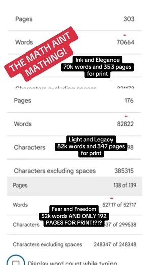 I thought word count would make similar page count not HALF the pages… #wordcount #indieauthor
