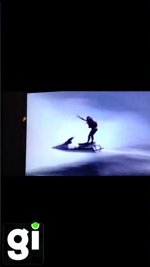 Stuntman Robert Overacker riding a jet ski over Niagara Falls in 1995.
