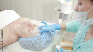 face of women getting a spa treatment. deep facial cleansing