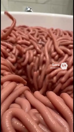 Hairless Cat Jumps Into a Worm Bath