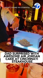1.5M views · 19K reactions | An Ohio dad was surprised with an incredible cake designed to look like an Air Jordan IV while celebrating his birthday with his family at his favorite steakhouse. 朗 | ABC7 | Facebook