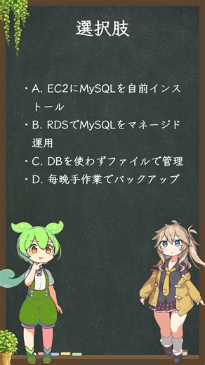 【AWSクイズ】MySQLの運用を自動化するサービスは？