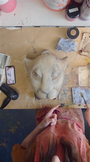 To keep the masks in the show looking their best, our brilliant team often take them down to their raw carbon fibre layer for refurbishing. They then use multiple layers of paint, applied with different techniques, to achieve the final result you see on stage 🦁 | The Lion King - Musical