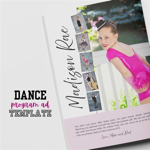 Dance Recital Program Ad Template, Full Page Editable Tribute | Personalized Competitive Dancer Keepsake Photo Collage, Musical Theatre Era - Etsy