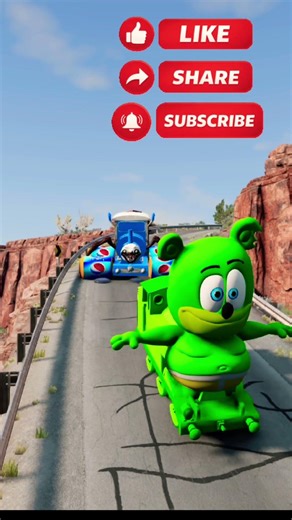 McQueen Cars & Ambulance Van vs Tripple Bollards - BeamNG.drive