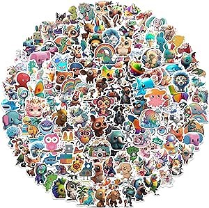 200 pcs Cute Animal vsco Vinyl Stickers, Kawaii Stickers for Girls, Cool Stickers for Boys, Sticker for Water Bottles, hydroflask, Laptop, Skateboard, Birthday Gifts for Kids, Girls, Boys, Teens