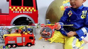BIGGEST Fireman Sam Toy Collection Ever Giant Surprise Egg Opening Fire Engine Truck Ckn Toy-a