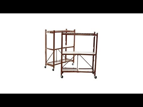 Origami Set of 2 3Tier Folding Shelves with Liners